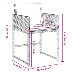 vidaXL Chaises de jardin avec coussins lot de 4 marron résine tressée pas cher