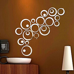 Wewoo Sticker mural 24 PCS 3D DIY Cercles Décoration Miroir Stickers Muraux pour TV Fond Décor À La Maison Acrylique Wall Art Argent