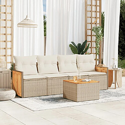 Maison Chic Salon de jardin avec coussins 5 pcs | Ensemble de Table et chaises | Mobilier d'Extérieur beige résine tressée -GKD73944