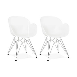 Mes Lot de 2 fauteuils design blanc piétement métal - UMILA 