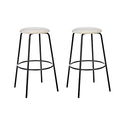 Beliani Tabouret de bar Set de 2 Velours Blanc cassé MORTON