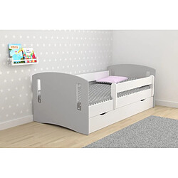 Lit classique 2 mix gris avec un tiroir sans matelas 160/80 