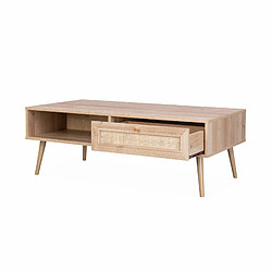 Avis Table basse en cannage 110x59x39cm - Naturel | sweeek