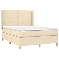 Avis vidaXL Sommier à lattes de lit matelas et LED Crème 140x190 cm Tissu