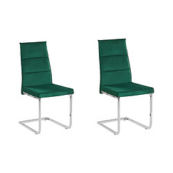 Beliani Chaise de salle à manger Chaise en porte-à-faux ROCKFORD Set de 2 Velours Vert