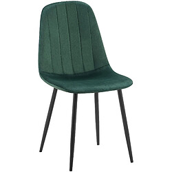 Decoshop26 Chaise de salle à manger x1 design moderne coutures verticales velours vert et pieds en métal noir 10_0001983