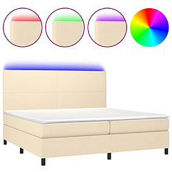 vidaXL Sommier à lattes de lit et matelas et LED Crème 200x200cm Tissu