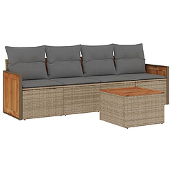 vidaXL Salon de jardin avec coussins 5 pcs beige résine tressée