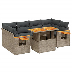 vidaXL Salon de jardin avec coussins 7 pcs gris résine tressée