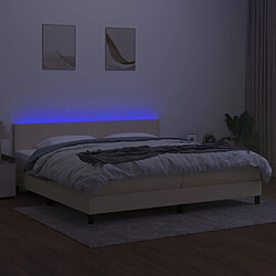 Avis vidaXL Sommier à lattes de lit et matelas et LED Crème 200x200cm Tissu