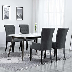 vidaXL Chaises à manger avec accoudoirs lot de 4 gris foncé tissu 