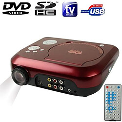 Vidéoprojecteur DVD Portable Avec Récepteur TV Et Fonction Jeux Taille Image 10-80' Rouge YONIS