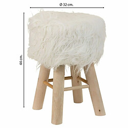 Acheter Tabouret Alexandra House Living Blanc Tissu Peluche Bambou Pin Éponge Bois MDF 32 x 44 x 32 cm