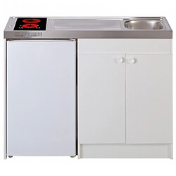 Mezieres KITCHENETTE EVIER INOX REVERSIBLE 1 CUVE 1 DOMINO VITRO MAN MINUTERIE MEUBLE 2 PORTES FRIGO 