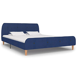 vidaXL Cadre de lit sans matelas bleu tissu 180x200 cm