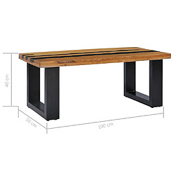 vidaXL Table basse 100x50x40 cm Bois de teck massif et pierre de lave pas cher