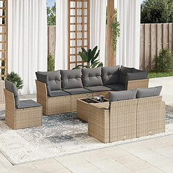 vidaXL Salon de jardin avec coussins 9 pcs beige résine tressée