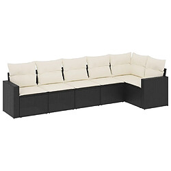 vidaXL Salon de jardin 6 pcs avec coussins noir résine tressée