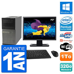 PC Tour Dell 9010 Ecran 19" Intel G630 RAM 32Go Disque Dur 1To Windows 10 Wifi - Occasion