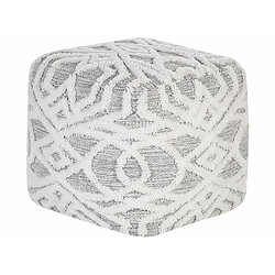 Beliani Pouf en coton blanc et gris 40 x 40 cm BHILWARA 