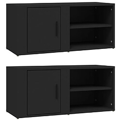 vidaXL Meubles TV 2 pcs Noir 80x31,5x36 cm Bois d'ingénierie