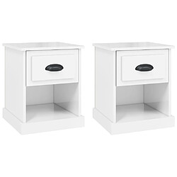 vidaXL Tables de chevet 2 pcs blanc brillant 39x39x47,5 cm