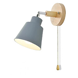 Universal Intérieur nordique Lampe murale en bois côté lit 27 chambre couloir 47 lampes murales 4 couleurs avec fermeture à glissière interrupteur pivotant librement (gris) 