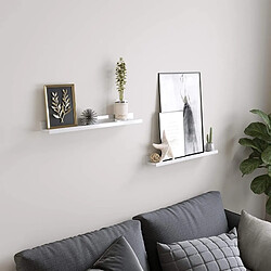 Set de 2 étagères murales blanches 60 cm - Blanc