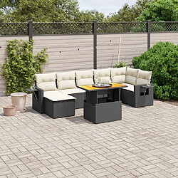 vidaXL Salon de jardin 8 pcs avec coussins noir résine tressée 