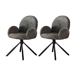 Avis Lisa Design Narla - lot de deux fauteuils rotatifs - en tissu bouclette gris