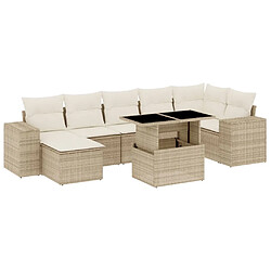 vidaXL Salon de jardin avec coussins 8 pcs beige résine tressée