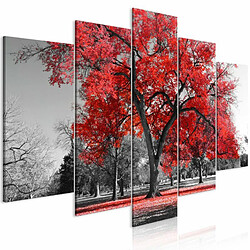 Paris Prix Tableau 5 Panneaux Autumn in the Park Wide Red 50 x 100 cm 