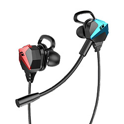 GUPBOO Casque de jeu avec micro filaire double oreillette 3,5 mm mains libres 8D stéréo HiFi basse casque musique course casque de sport