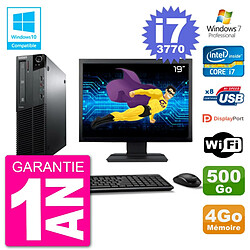 PC Lenovo M82 SFF Ecran 19" i7-3770 RAM 4Go Disque 500Go Graveur DVD Wifi W7 · Occasion 