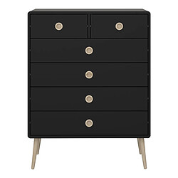 Pegane Commode rectangulaire en MDF coloris noir et chêne naturel- Longueur 81,30 x profondeur 39,60 x hauteur 105,20 cm