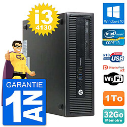 PC HP EliteDesk 800 G1 Core i3-4130 RAM 32Go Disque Dur 1To Windows 10 Wifi - Occasion