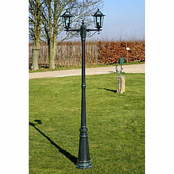 Helloshop26 Lampadaire extérieur double vert 215 cm luminaire décoration 2402082