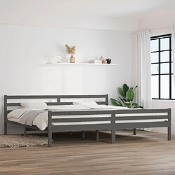 vidaXL Cadre de lit sans matelas bois massif gris 200x200 cm