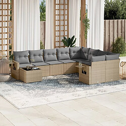 vidaXL Salon de jardin avec coussins 10 pcs beige résine tressée