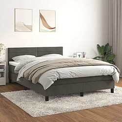 vidaXL Sommier à lattes de lit et matelas Gris foncé 140x190cm Velours 