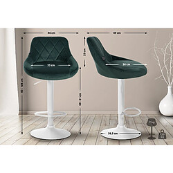 Acheter Decoshop26 Lot de 2 tabourets de bar siège pivotant sur 360° en tissu vert foncé et métal blanc 10_0004271