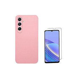 Kit de film en verre trempé de la couverture de 5D + couvercle de silicone liquide Phonecare pour Samsung Galaxy A05s - rose 