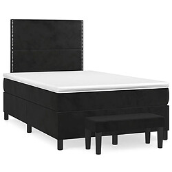 Vidaxl Sommier à lattes de lit avec matelas Noir 120x200 cm Velours 