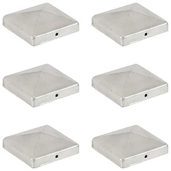 vidaXL Bouchons de poteau de clôture 6 pcs Métal galvanisé 101x101 mm