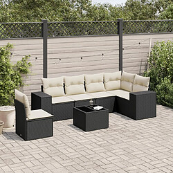 Maison Chic Ensemble Tables et chaises d'extérieur 7pcs avec coussins,Salon de jardin noir résine tressée -GKD943252