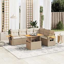 vidaXL Salon de jardin avec coussins 7 pcs beige résine tressée