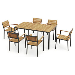 Avis Vente-Unique Table à manger de jardin en acacia et aluminium anthracite - 6 couverts - L160 cm - MILIES de MYLIA