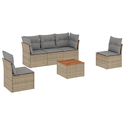 vidaXL Salon de jardin avec coussins 6 pcs beige résine tressée