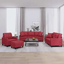 vidaXL Ensemble de canapés 4 pcs et coussins rouge bordeaux similicuir 