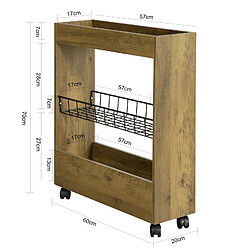 Avis SoBuy BZR46-N Chariot de Rangement Mobile sur 3 Niveaux Étagère de Niche à Roulettes en Bois et métal